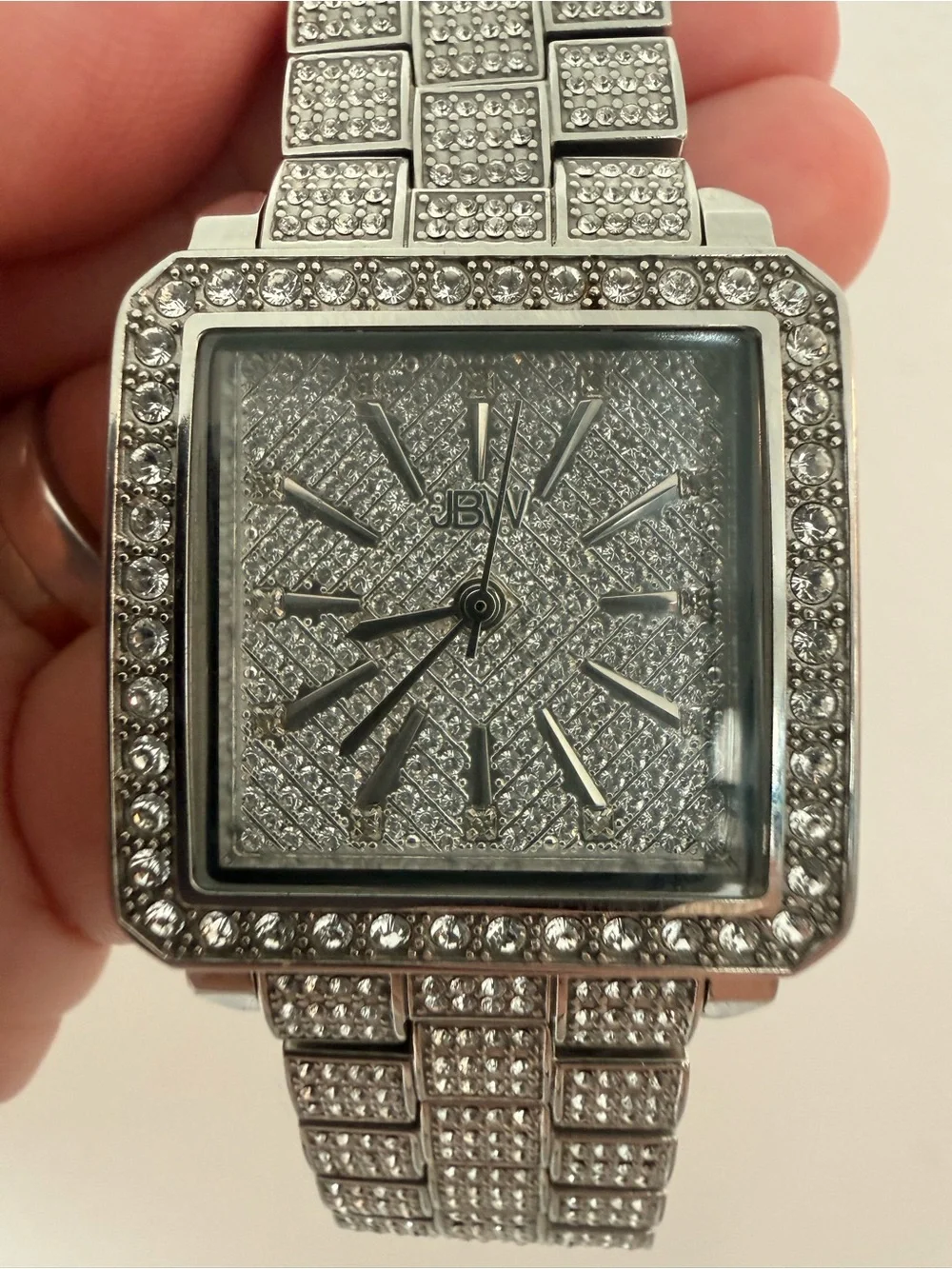 Silver Pave Square Bracelet Watch
